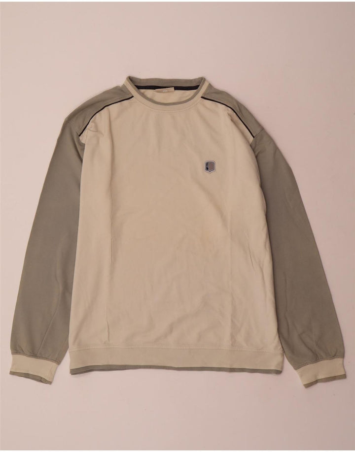 ASICS Mens Sweatshirt Jumper 2XL Off White Colourblock Cotton