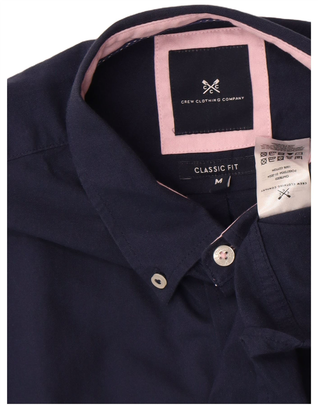 Crew Clothing Mens Classic Fit Shirt Medium Navy Blue Cotton