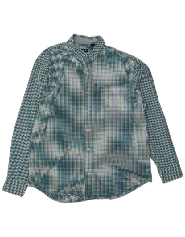 Izod Mens Shirt Large Blue Gingham Cotton