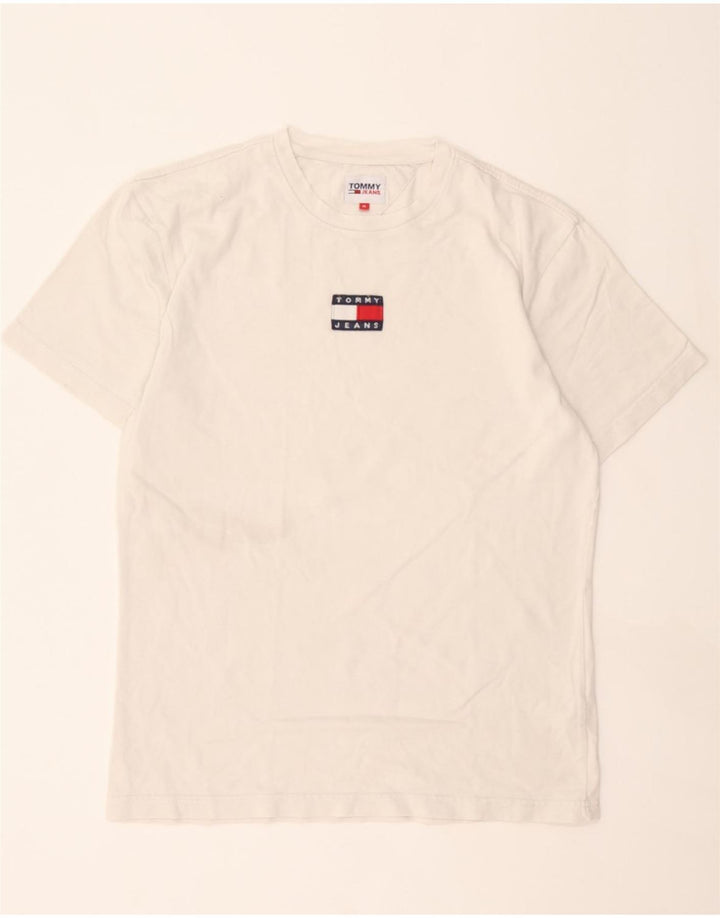 TOMMY HILFIGER Mens T-Shirt Top Medium Off White Cotton Vintage Tommy Hilfiger and Second-Hand Tommy Hilfiger from Messina Hembry 