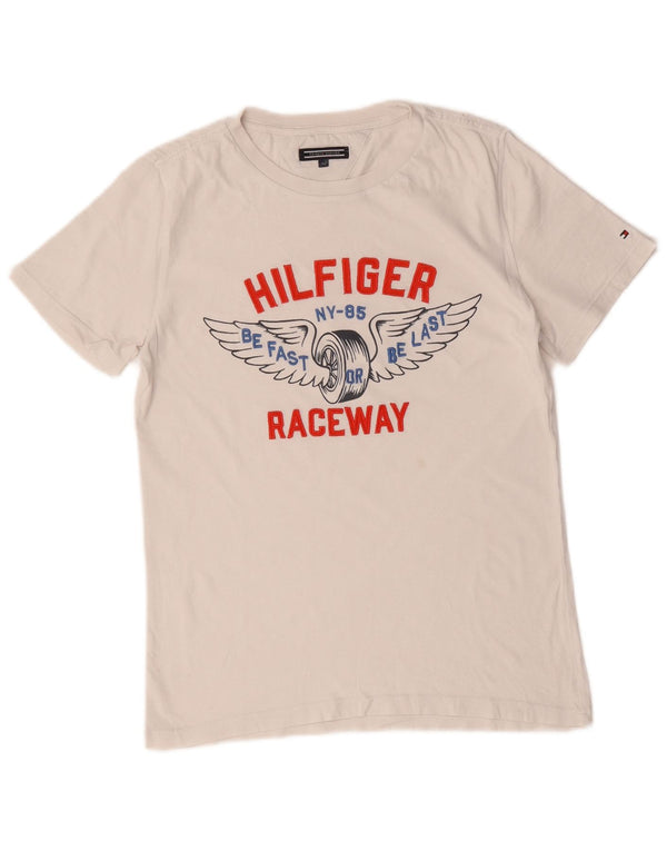 Tommy Hilfiger Boys Graphic T-Shirt Top 14-15 Years White Cotton