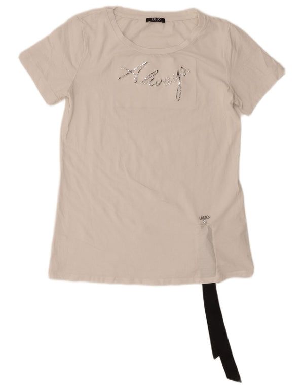 Liu Jo Womens Graphic T-Shirt Top UK 10 Small White Cotton