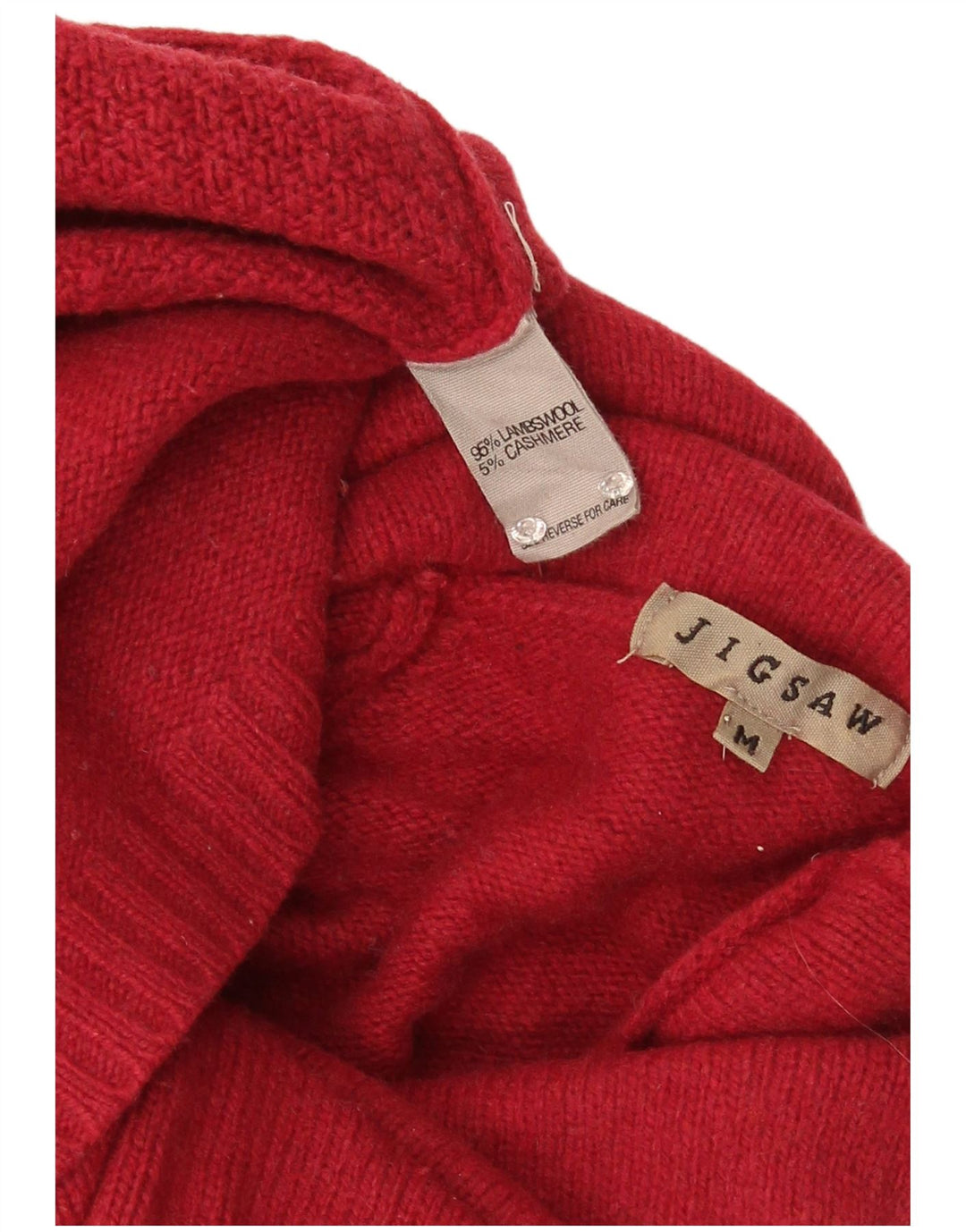 Jigsaw Womens Roll Neck Jumper Sweater UK 12 Medium Red Lambswool