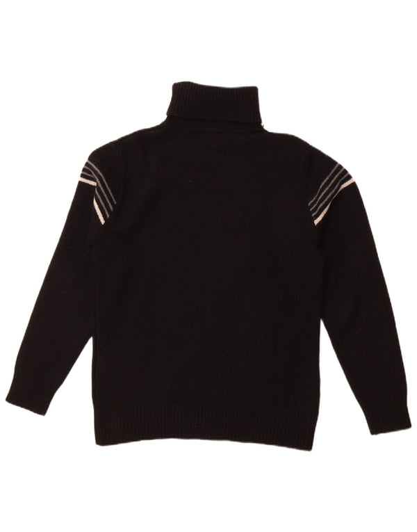 LEVI'S Womens Roll Neck Jumper Sweater UK 10 Small Black Striped Lambswool