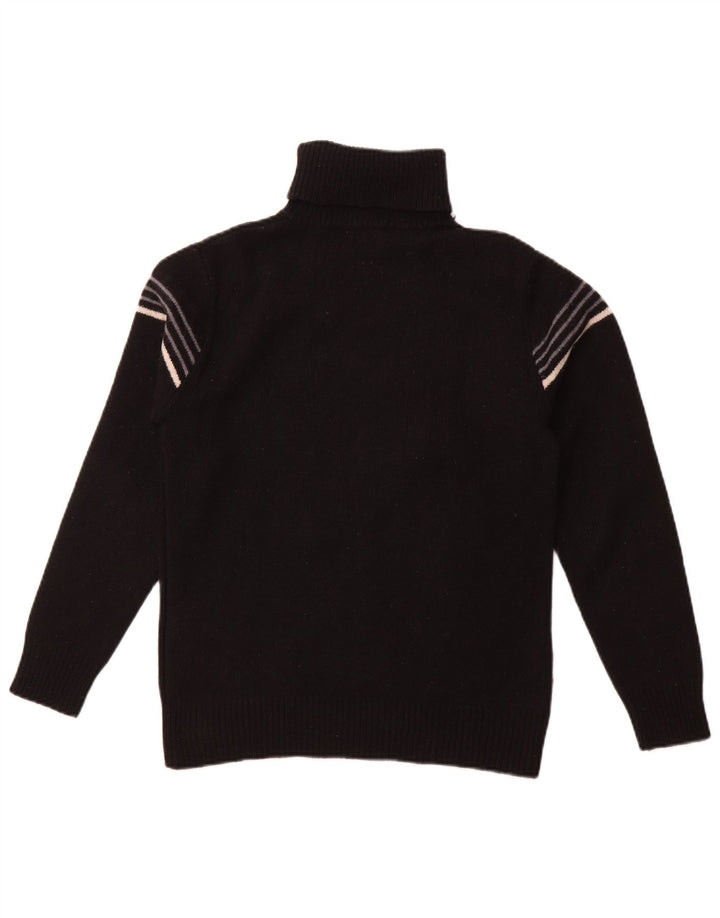 LEVI'S Womens Roll Neck Jumper Sweater UK 10 Small Black Striped Lambswool