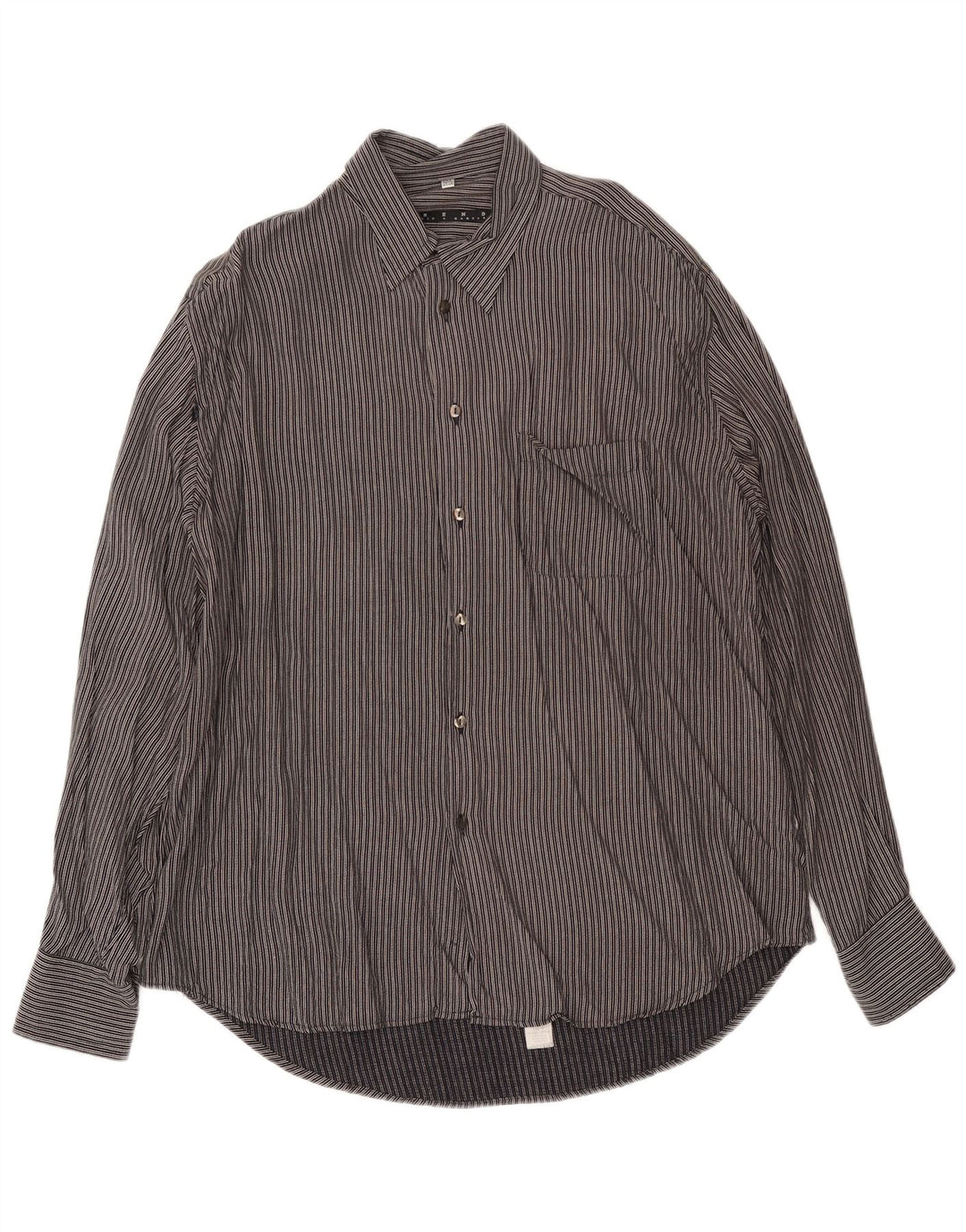 Mens Shirt Size 45/46 2XL Black Striped Viscose