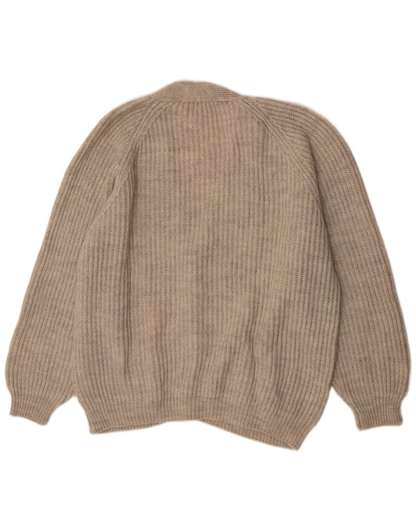 Vintage Mens Cardigan Sweater XL Beige Wool
