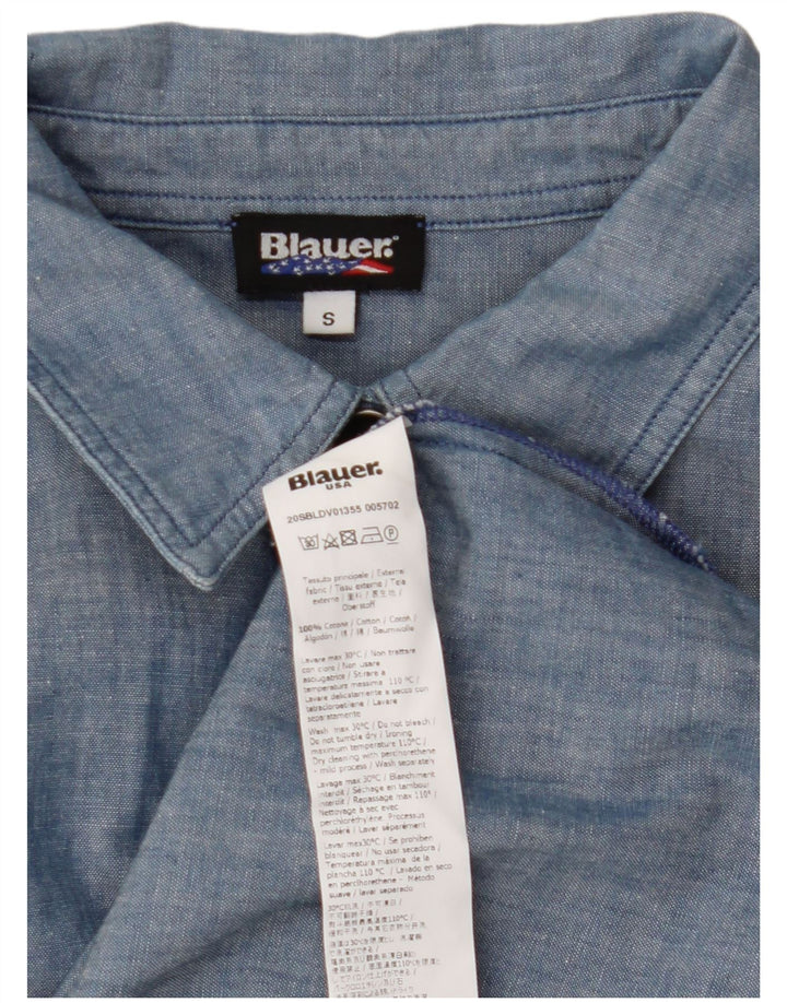 BLAUER Womens Military Pullover Shirt Dress UK 10 Small Blue Cotton