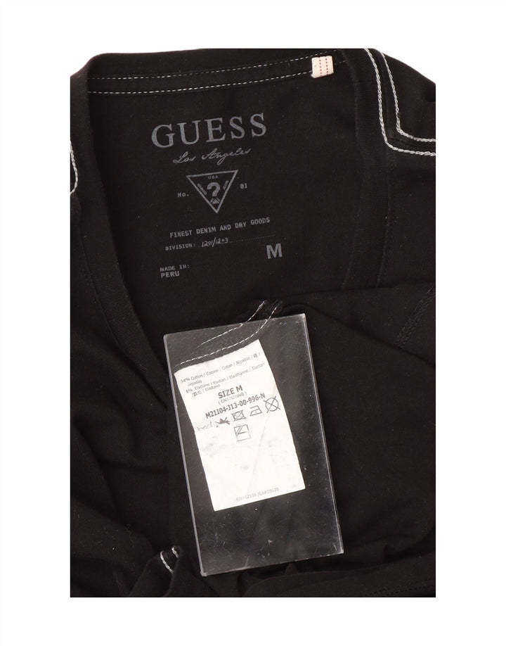 GUESS Womens Top Long Sleeve UK 12 Medium Black Cotton