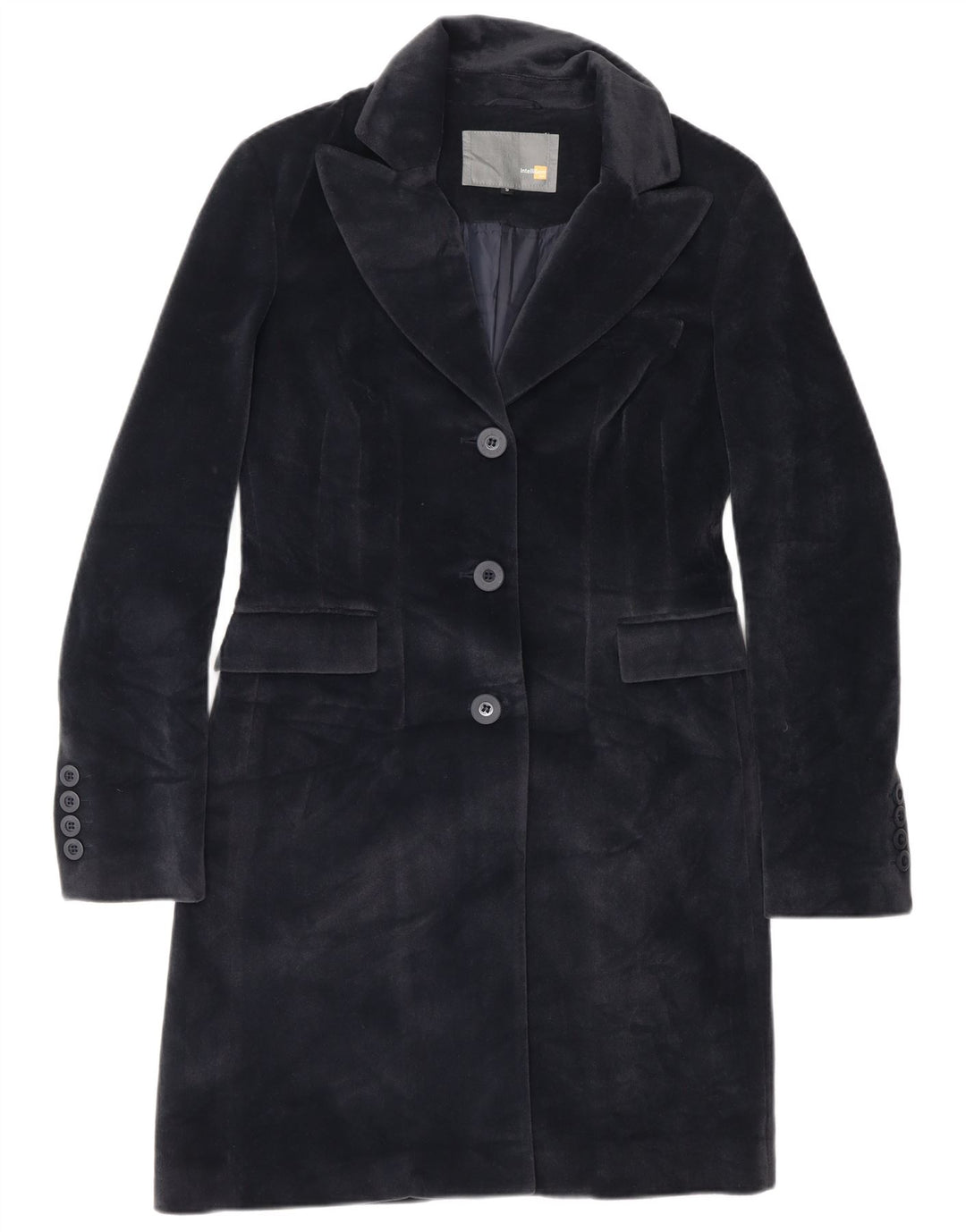 Vintage Womens Overcoat UK 10 Small Navy Blue Polyester