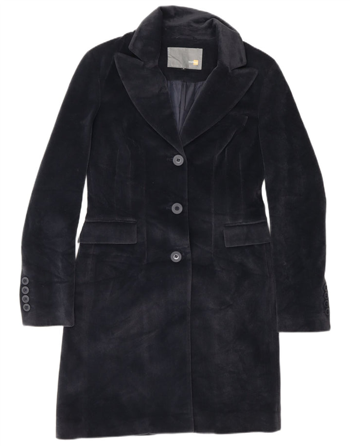 Vintage Womens Overcoat UK 10 Small Navy Blue Polyester