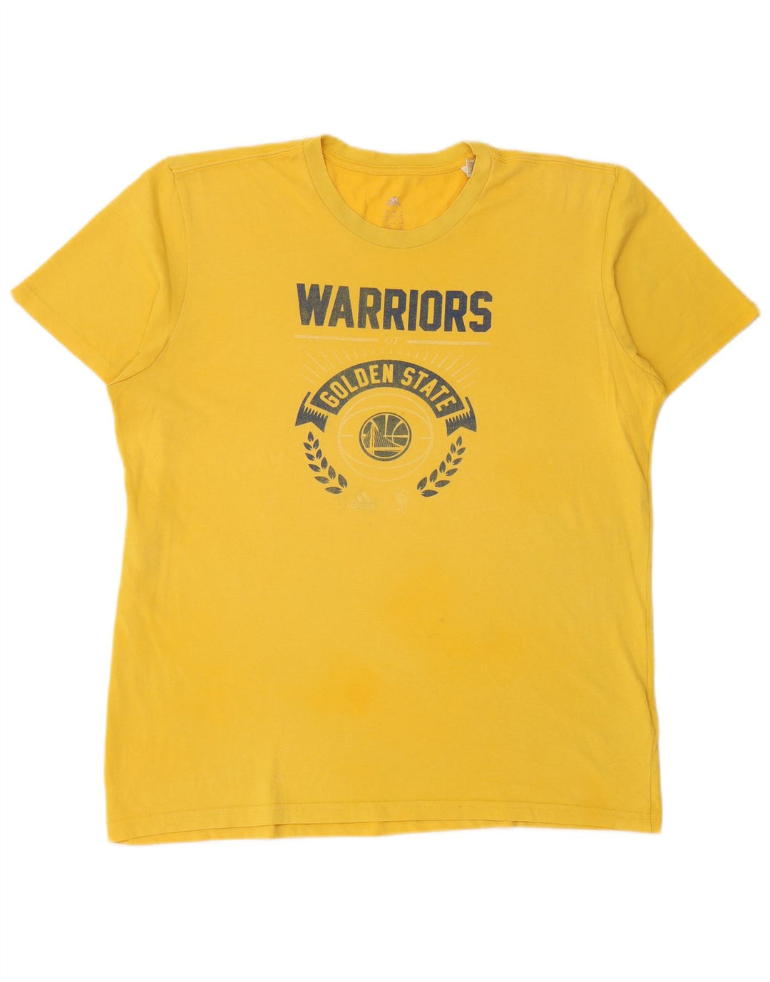 ADIDAS Mens Golden State Warriors Graphic T-Shirt Top Large Yellow Cotton