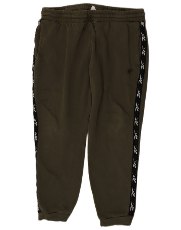 Reebok Mens Graphic Tracksuit Trousers Joggers XL  Khaki Colourblock Cotton