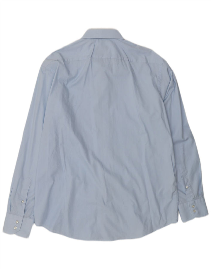 HUGO BOSS Mens Regular Fit Shirt Size 44 17 1/2 XL Blue Cotton