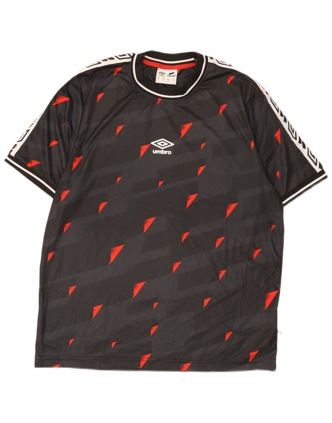 Umbro Mens Graphic T-Shirt Top Large Black Geometric Polyester