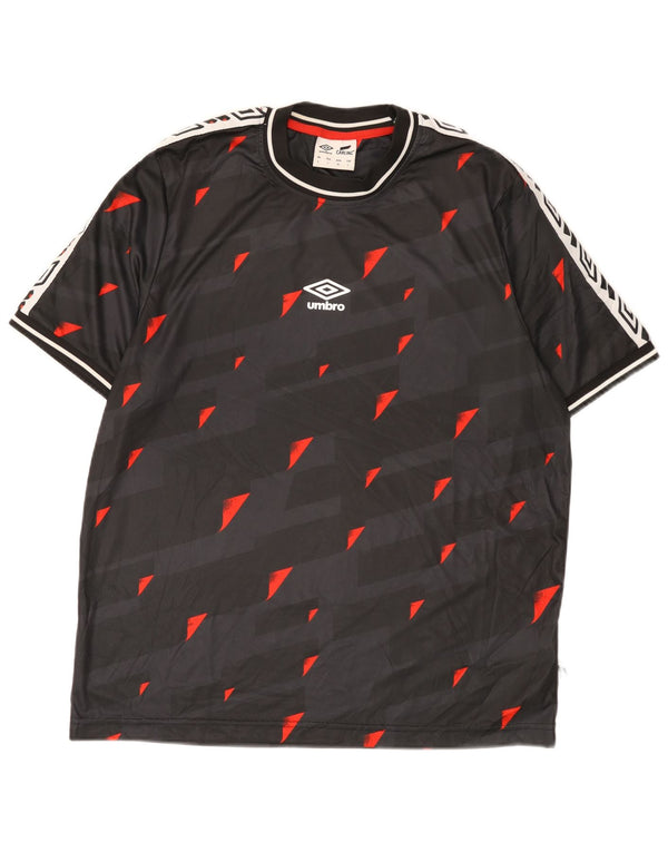 Umbro Mens Graphic T-Shirt Top Large Black Geometric Polyester