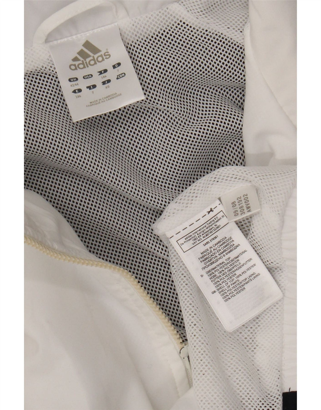 Adidas Mens Tracksuit Top Jacket UK 42/44 Large White Colourblock Polyester