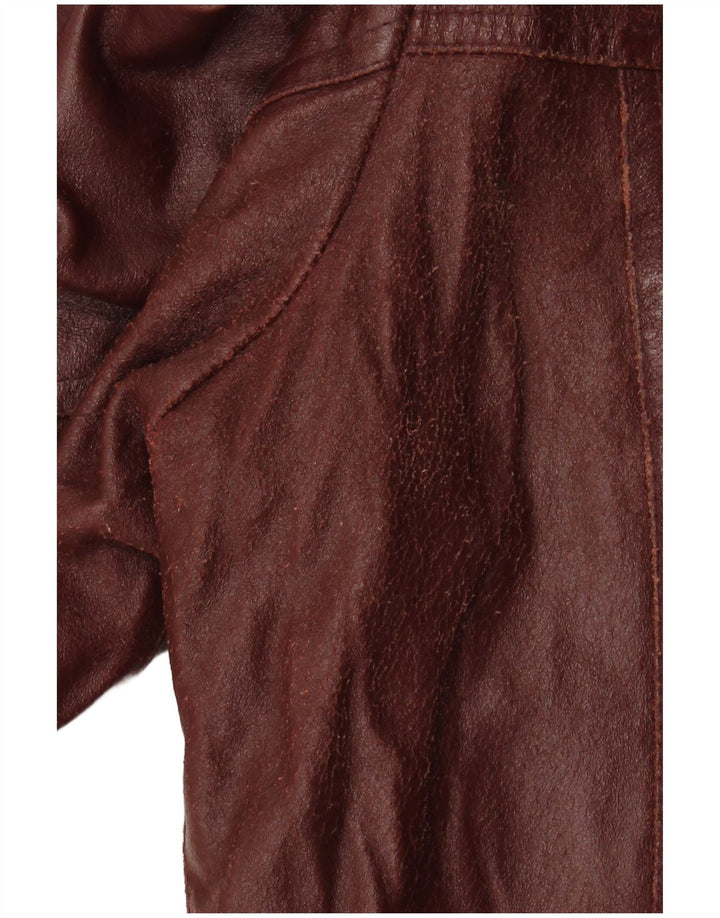 VINTAGE Mens 4 Button Leather Blazer Jacket IT 50 Large Burgundy Leather