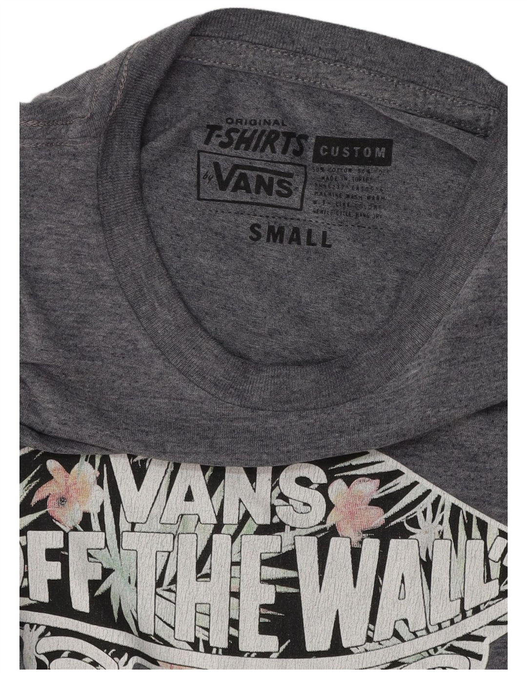VANS Mens Custom Fit Graphic T-Shirt Top Small Navy Blue Cotton