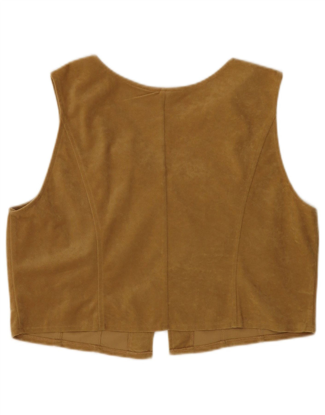 WOODPECKER Womens Velour Waistcoat UK 16 Large Beige Polyester