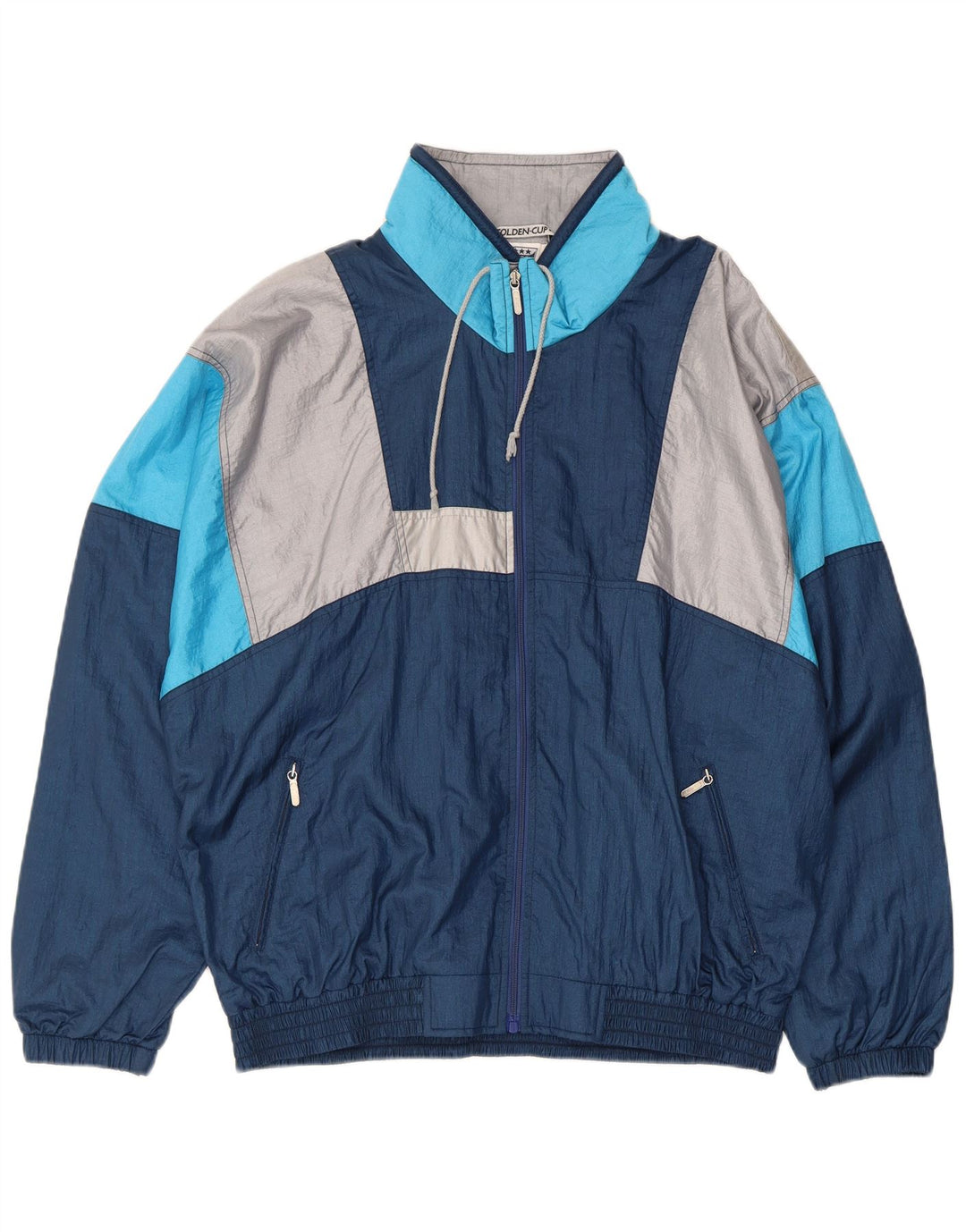 Golden Cup Mens Tracksuit Top Jacket EU 48 Medium Navy Blue Retro