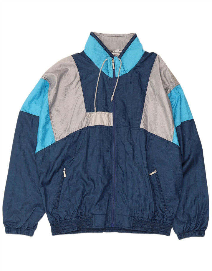Golden Cup Mens Tracksuit Top Jacket EU 48 Medium Navy Blue Retro
