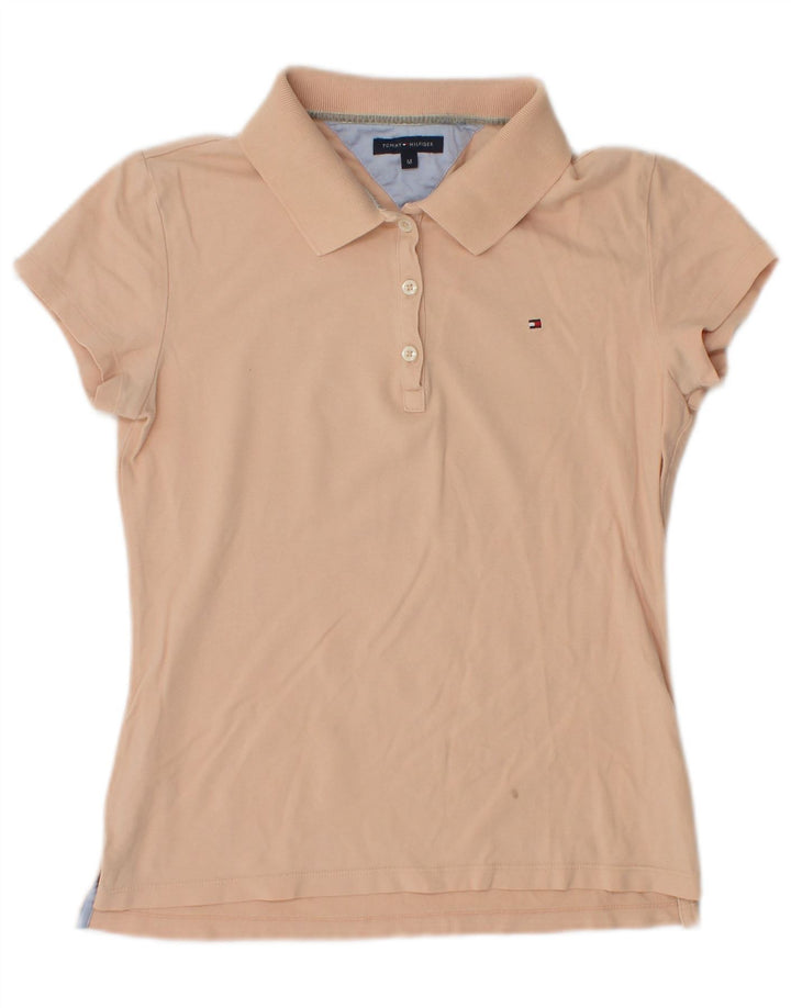 Tommy Hilfiger Womens Polo Shirt UK 12 Medium Orange