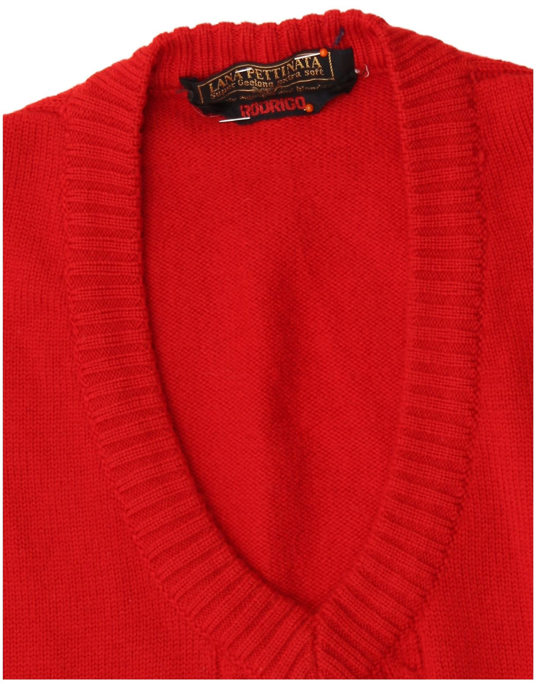 RODRIGO Womens V-Neck Jumper Sweater UK 16 Large Red New Wool