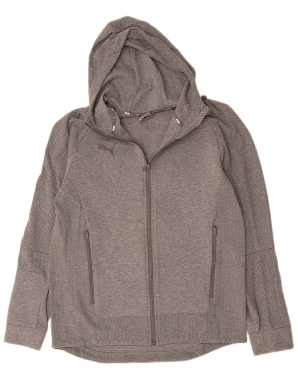 Puma Mens Zip Hoodie Sweater Large Grey Flecked Viscose