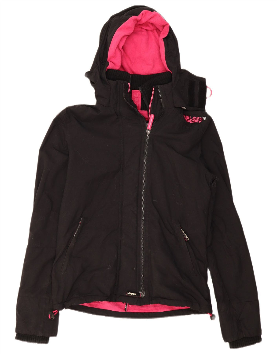Superdry Womens Windcheater Oversized Windbreaker Jacket UK 6 XS Black