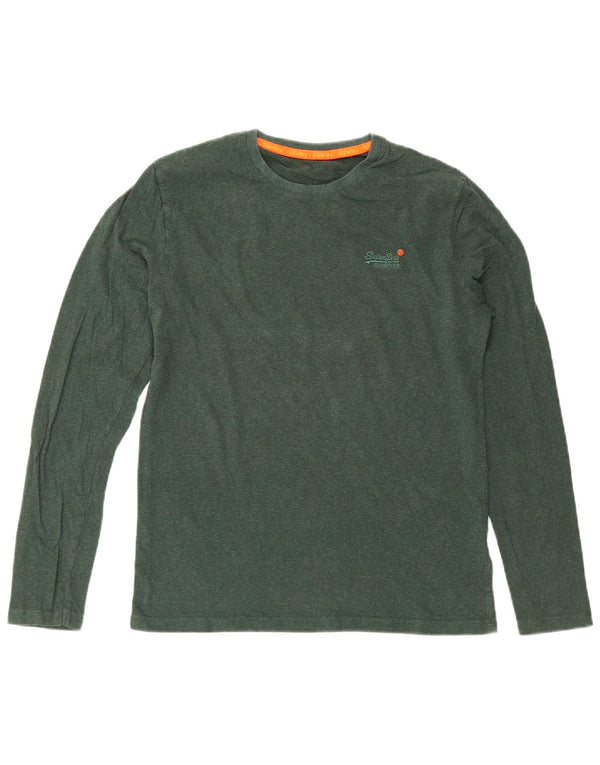 Superdry Mens Top Long Sleeve Small Green Cotton