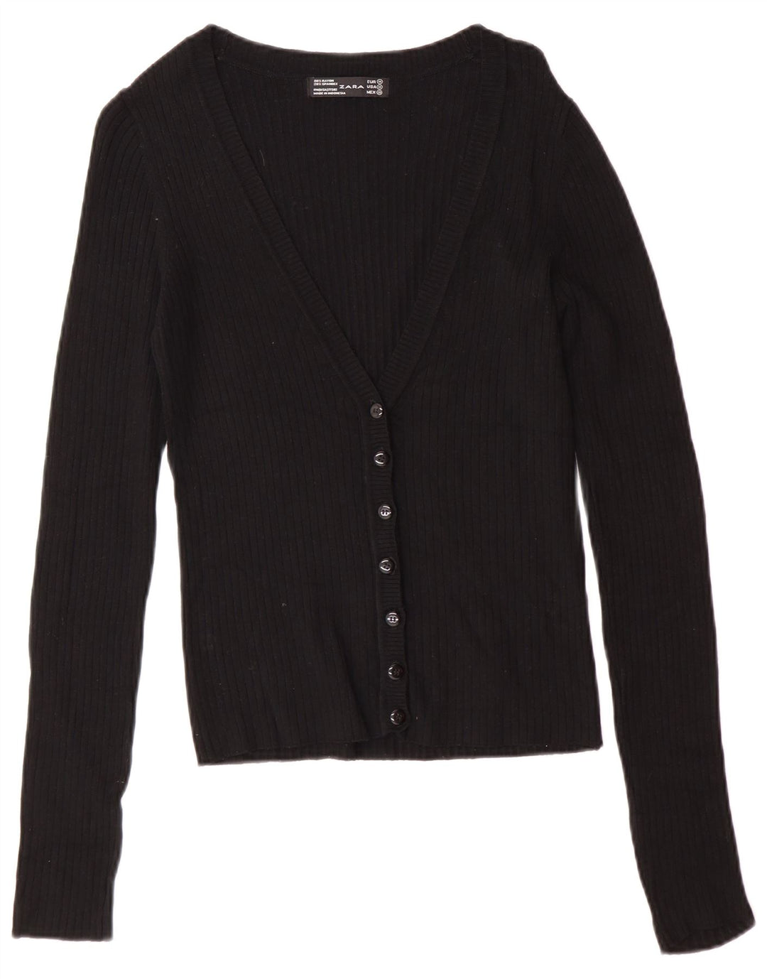Zara Womens Cardigan Sweater UK 12 Medium Black Rayon