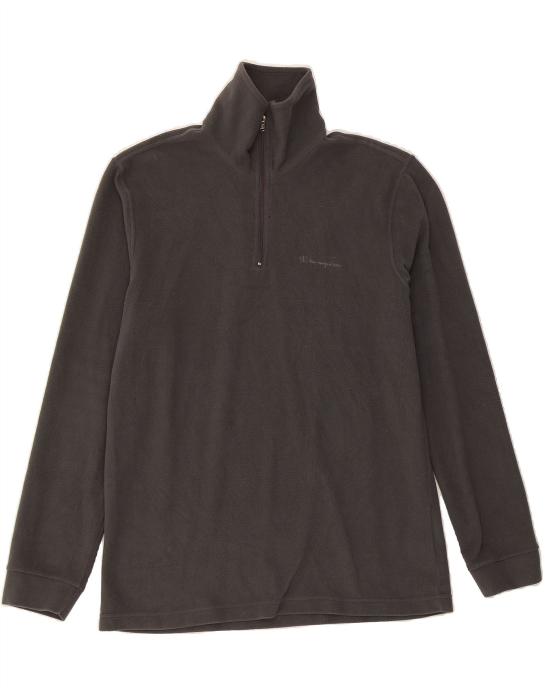 CHAMPION Mens Zip Neck Fleece Jumper Medium Grey Polyester Vintage Champion and Second-Hand Champion from Messina Hembry 