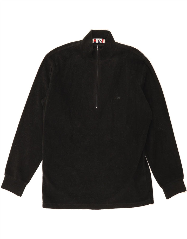 FILA Mens Zip Neck Fleece Jumper IT 48 Medium Black Vintage Fila and Second-Hand Fila from Messina Hembry 