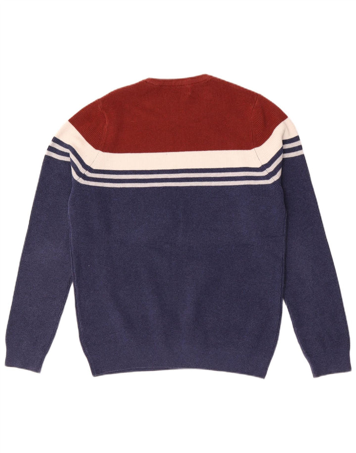Marks & Spencer Mens Crew Neck Jumper Sweater Medium Navy Blue Colourblock