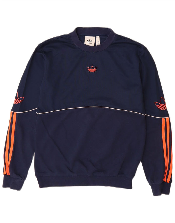 ADIDAS Mens Graphic Sweatshirt Jumper XS Navy Blue Cotton