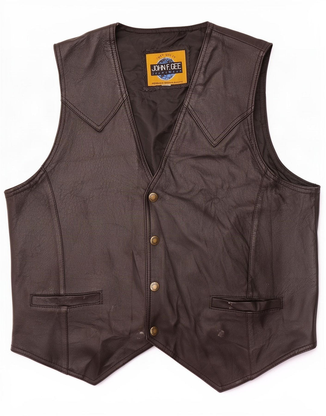 John F Gee Mens Leather Waistcoat Large Black