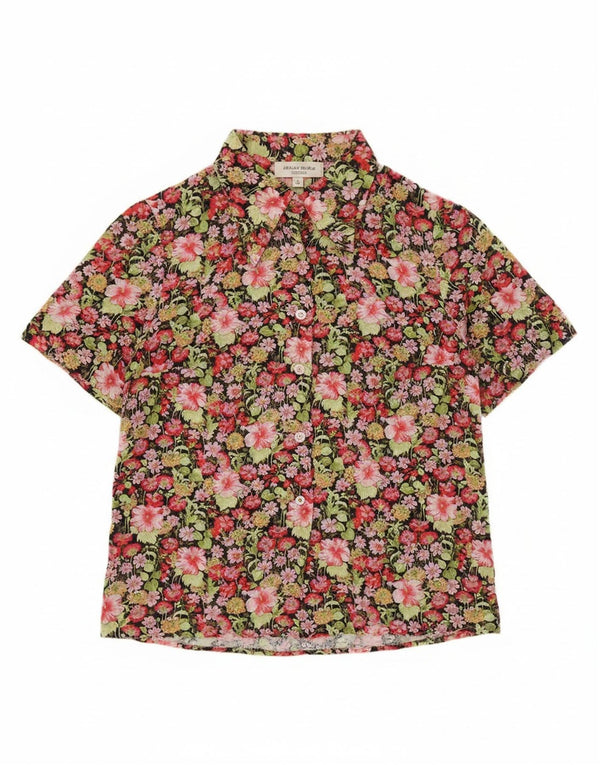 Vintage Womens Short Sleeve Shirt UK 12 Medium Multicoloured Floral