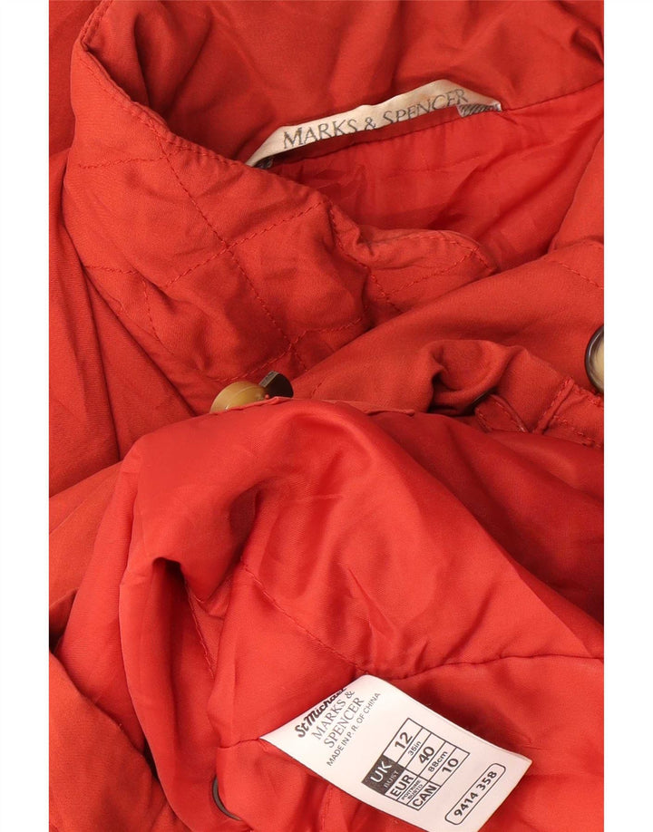 Marks & Spencer Womens Hooded Windbreaker Coat UK 12 Medium Orange