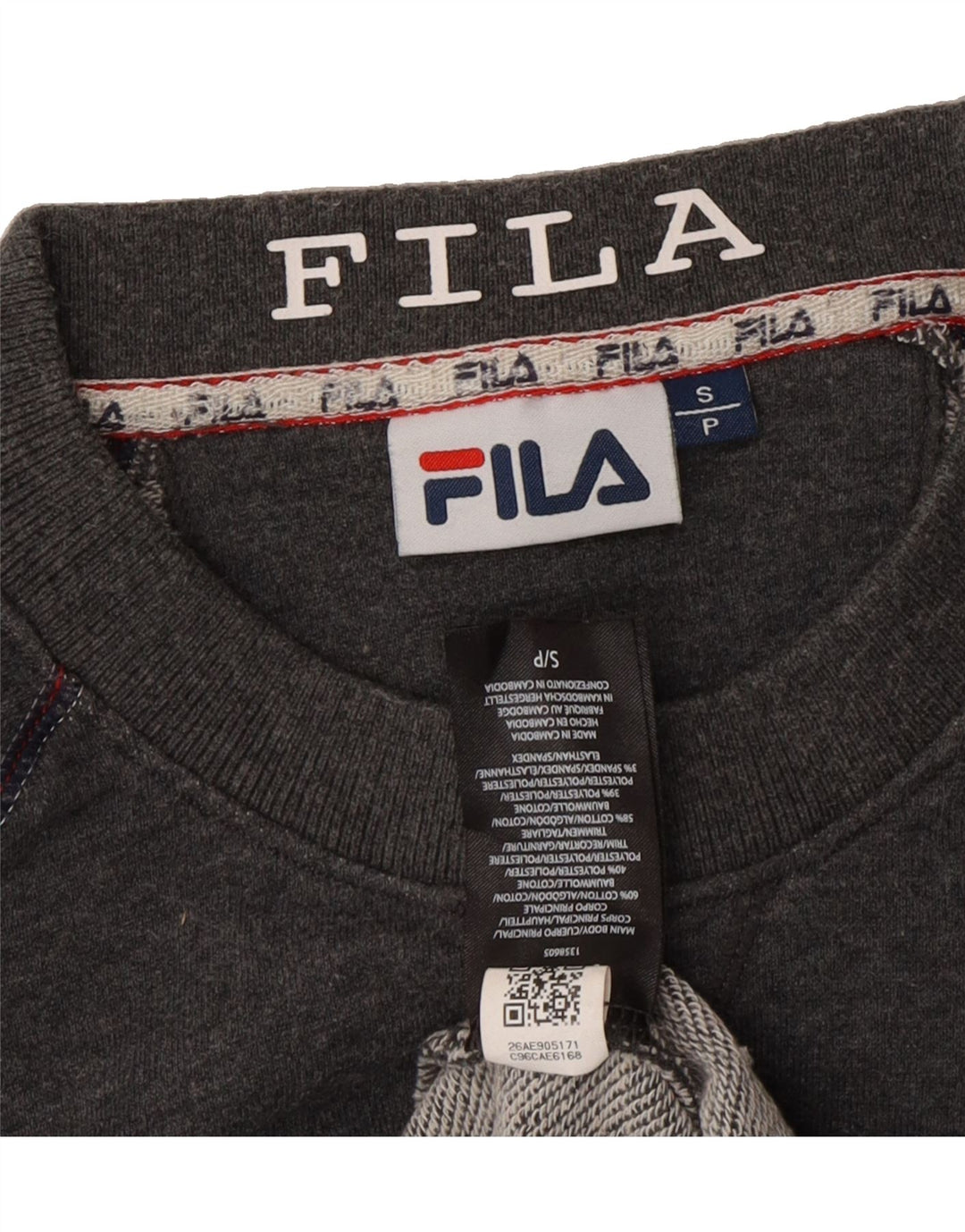 FILA Mens Graphic Sweatshirt Jumper Small Grey Cotton Vintage Fila and Second-Hand Fila from Messina Hembry 