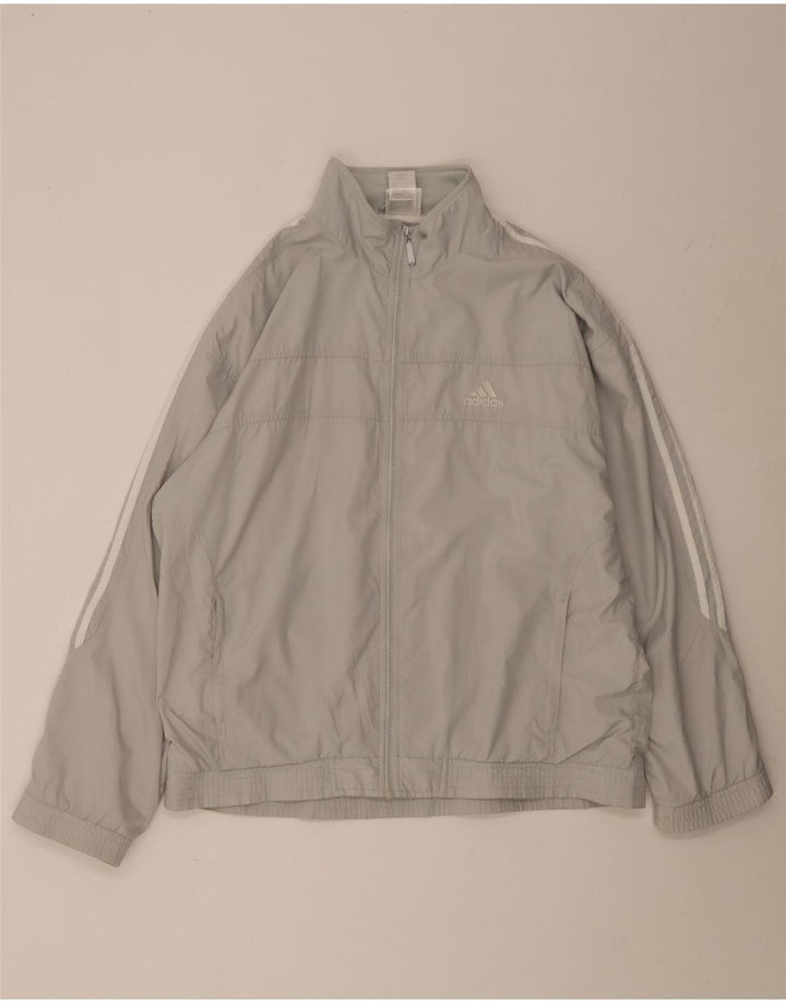 Adidas Mens Tracksuit Top Jacket UK 42/44 Large Grey Polyester