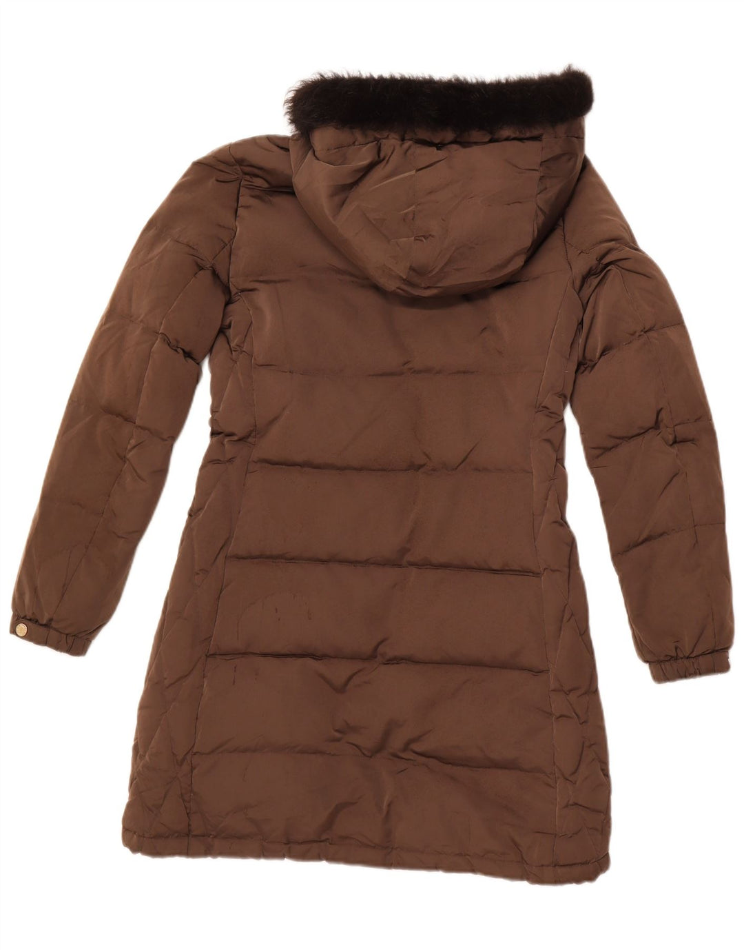 MASSIMO DUTTI Womens Hooded Padded Coat UK 10 Small Brown Polyester