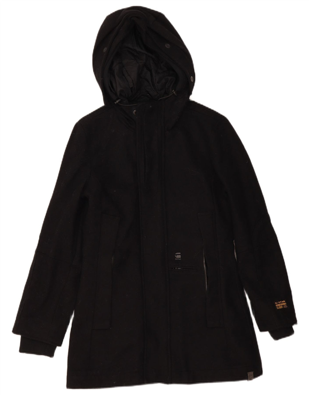 G-STAR Womens Hooded Parka Jacket UK 10 Small Black Wool