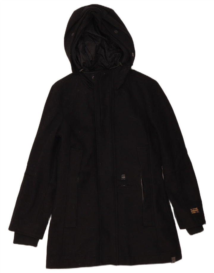 G-STAR Womens Hooded Parka Jacket UK 10 Small Black Wool