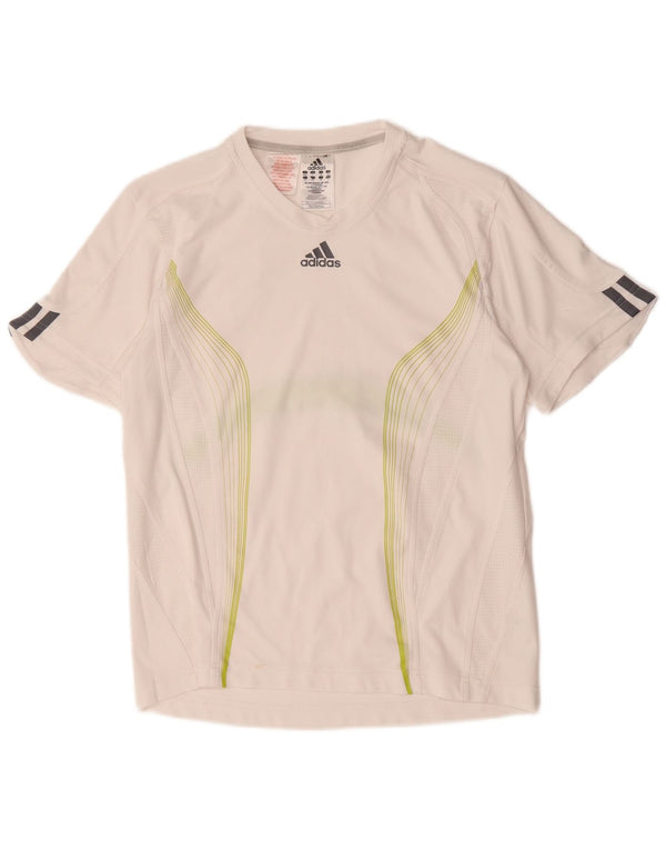 Adidas Boys Climacool T-Shirt Top 13-14 Years White Colourblock Polyester