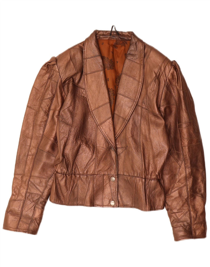Vintage Womens Leather Jacket UK 14 Medium Brown
