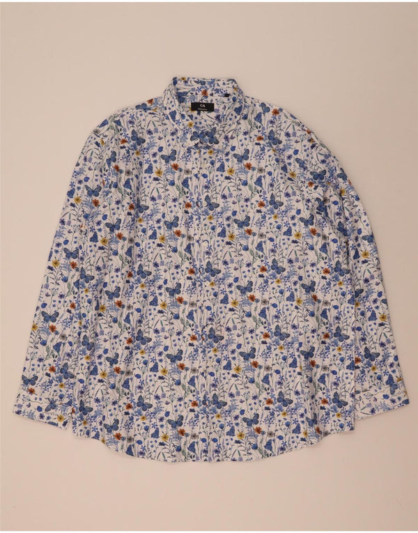 C&A Mens Regular Fit Shirt Size 47/48 3XL Blue Floral Cotton