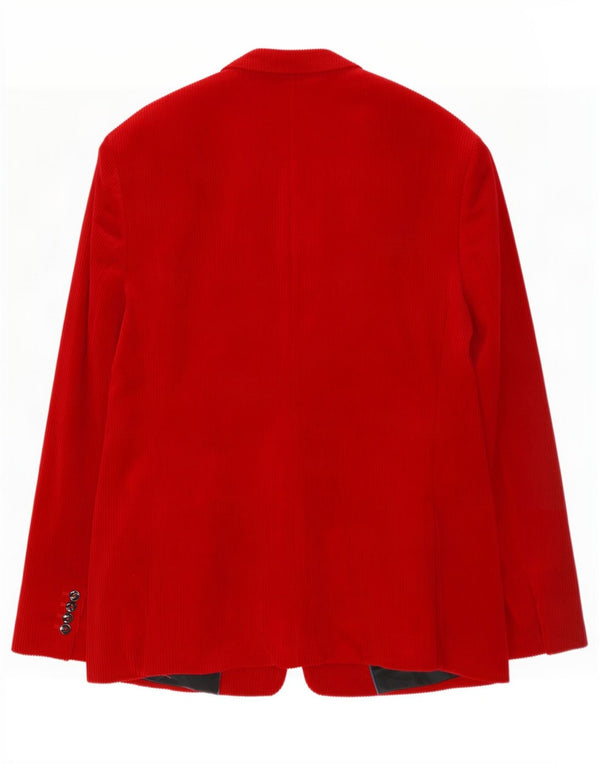 Zara Mens 2 Button Corduroy Blazer Jacket EU 54 XL Red Cotton