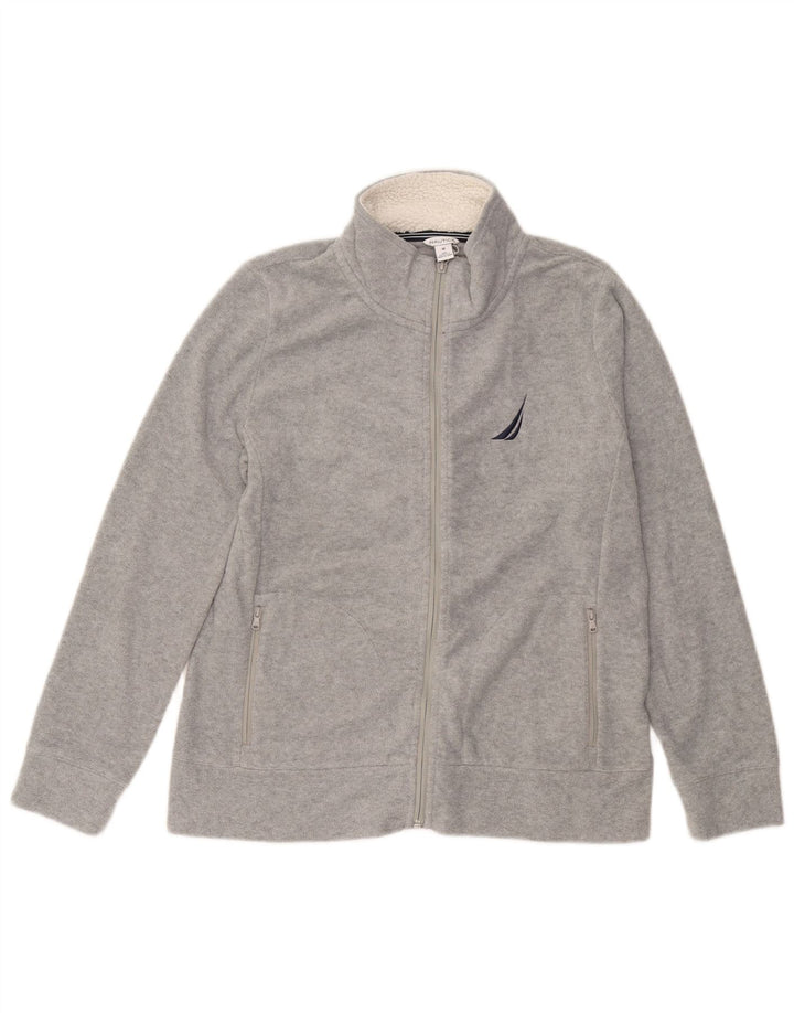NAUTICA Womens Fleece Jacket UK 14 Medium Grey Polyester