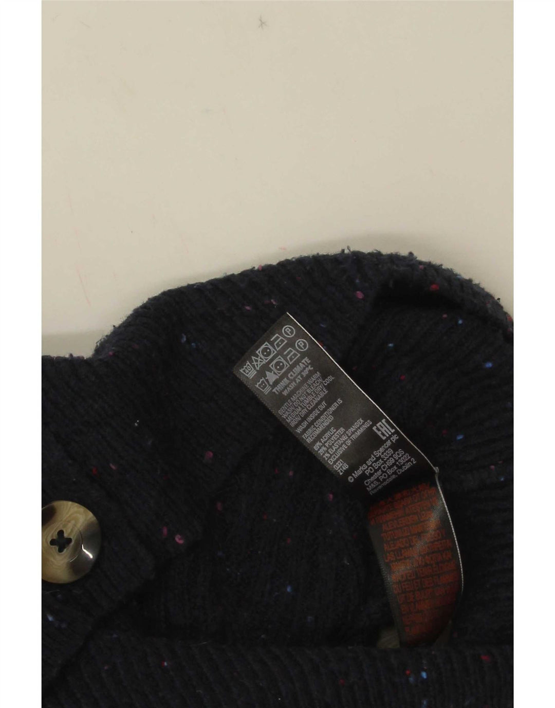 Marks & Spencer Womens Cardigan Sweater UK 14 Medium Navy Blue Flecked